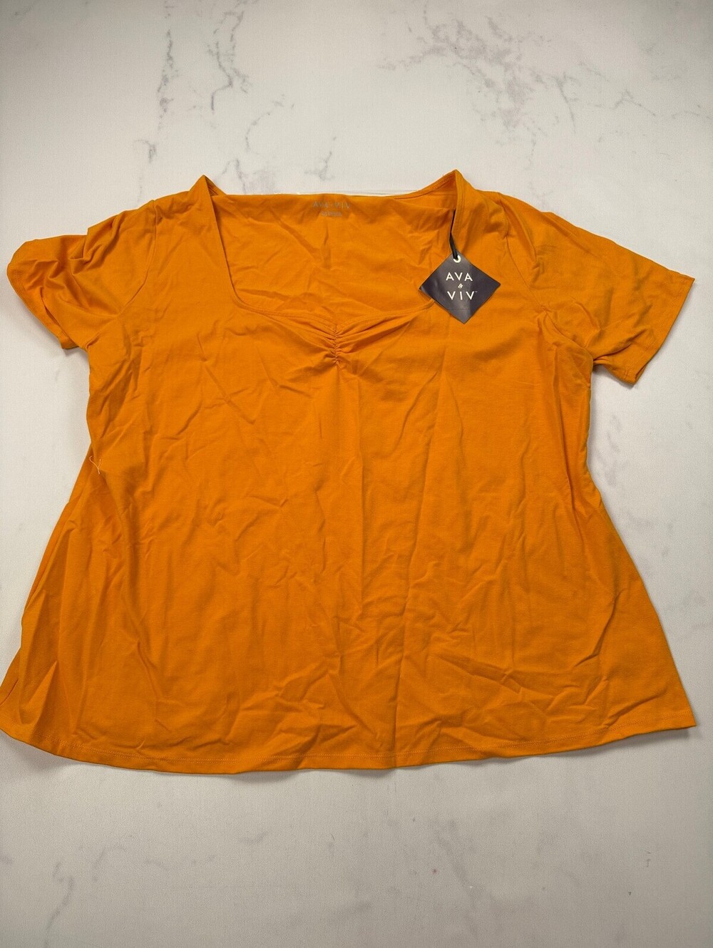 Ava & Viv Blouse Orange Contemporary Bold Statement Piece - Womens 3X